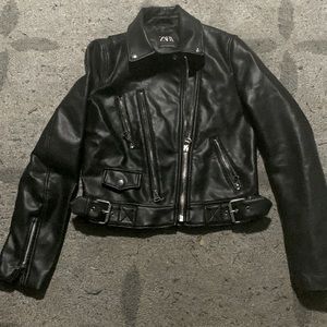 Zara black leather jacket. Used a few times. In very good condition.